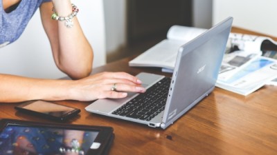 Woman working at laptop