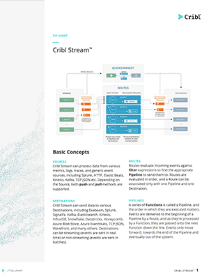 Cribl Stream Tip Sheet | Cribl