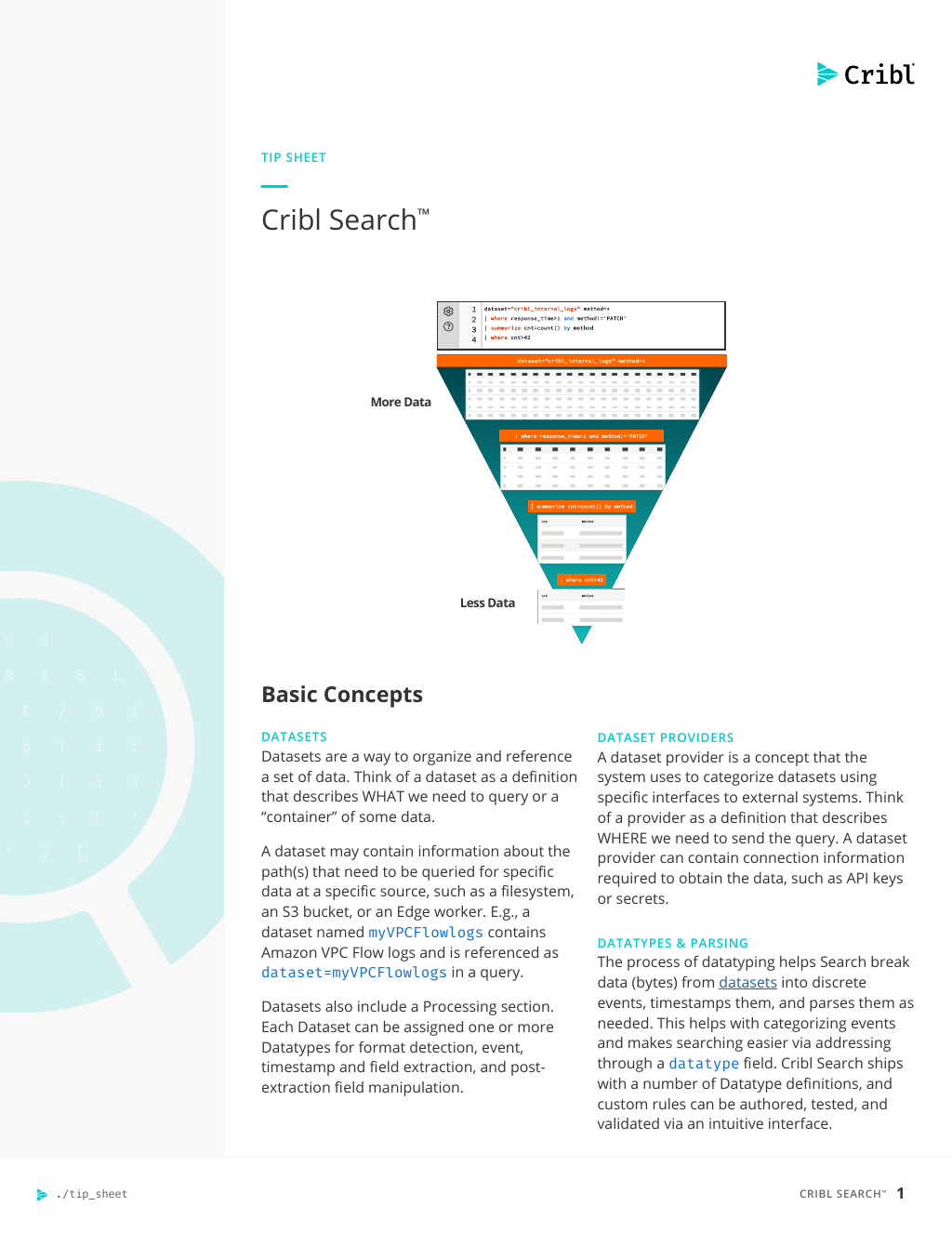 Cribl Search Tip Sheet | Cribl