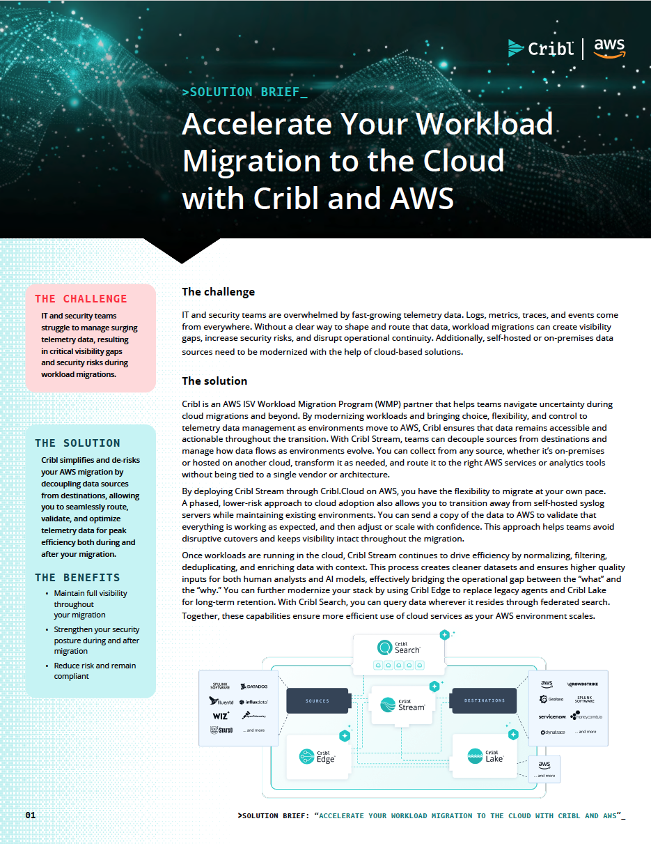 Accelerate Your Workload Migration to the Cloud with Cribl and AWS | Cribl
