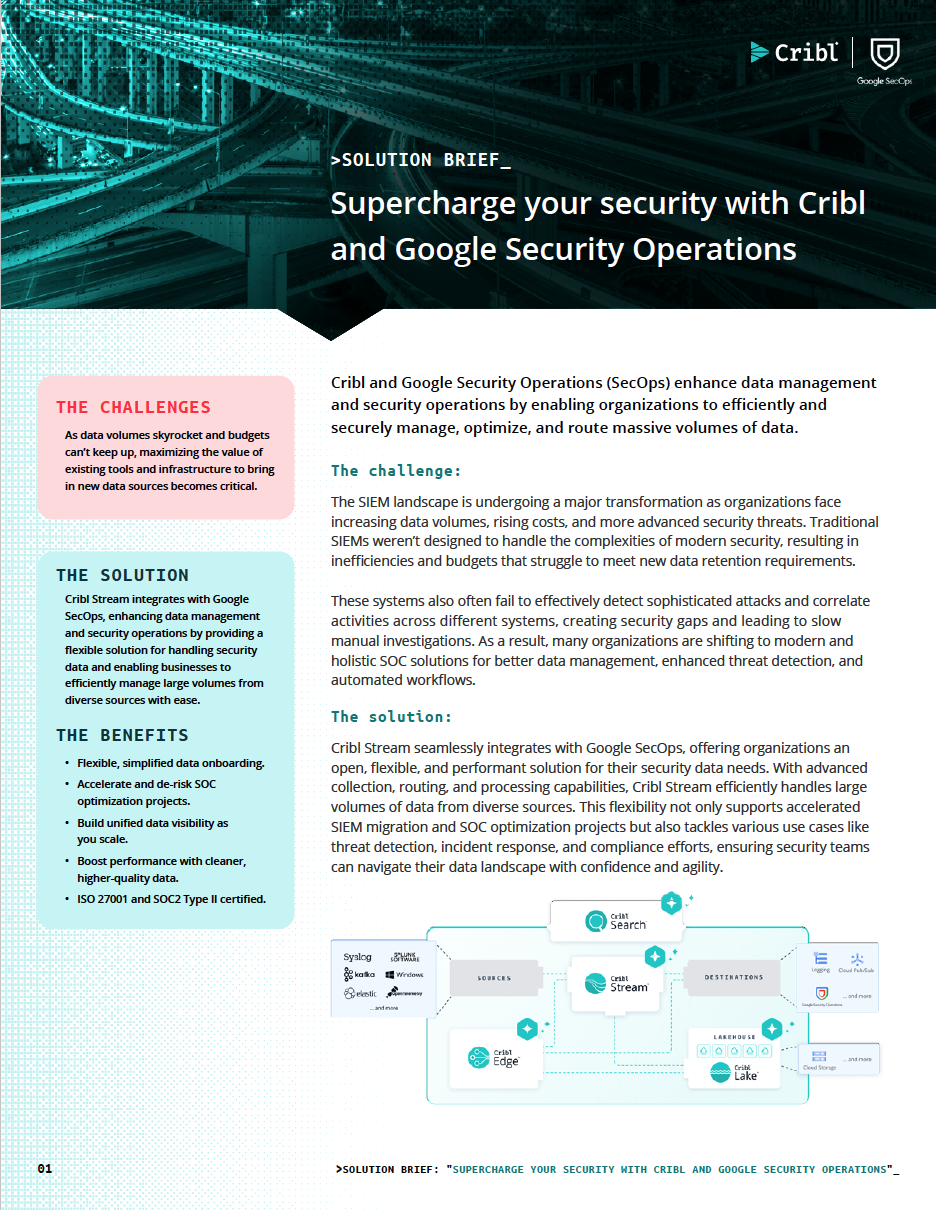 Supercharge your security with Cribl and Google SecOps | Cribl