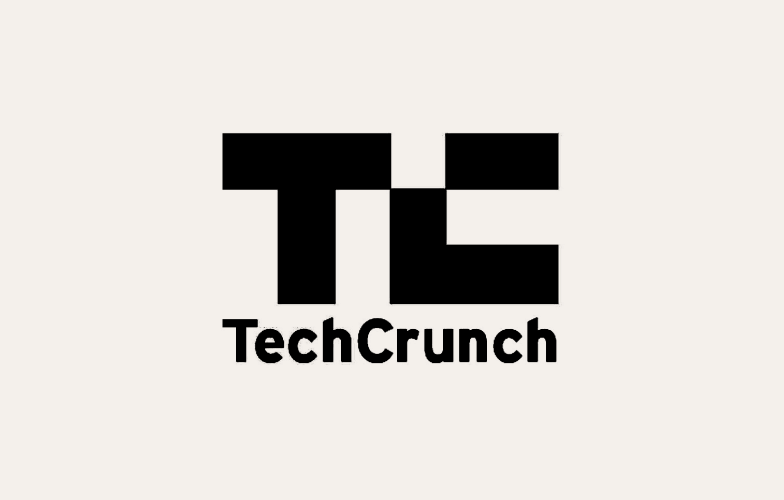 Press coverage. TECHCRUNCH logo.