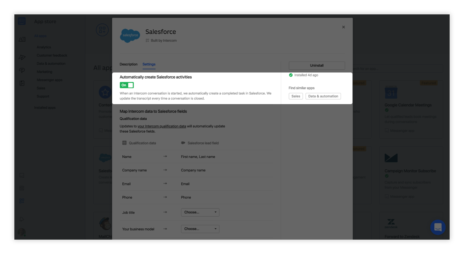 Automatically create salesforce activities