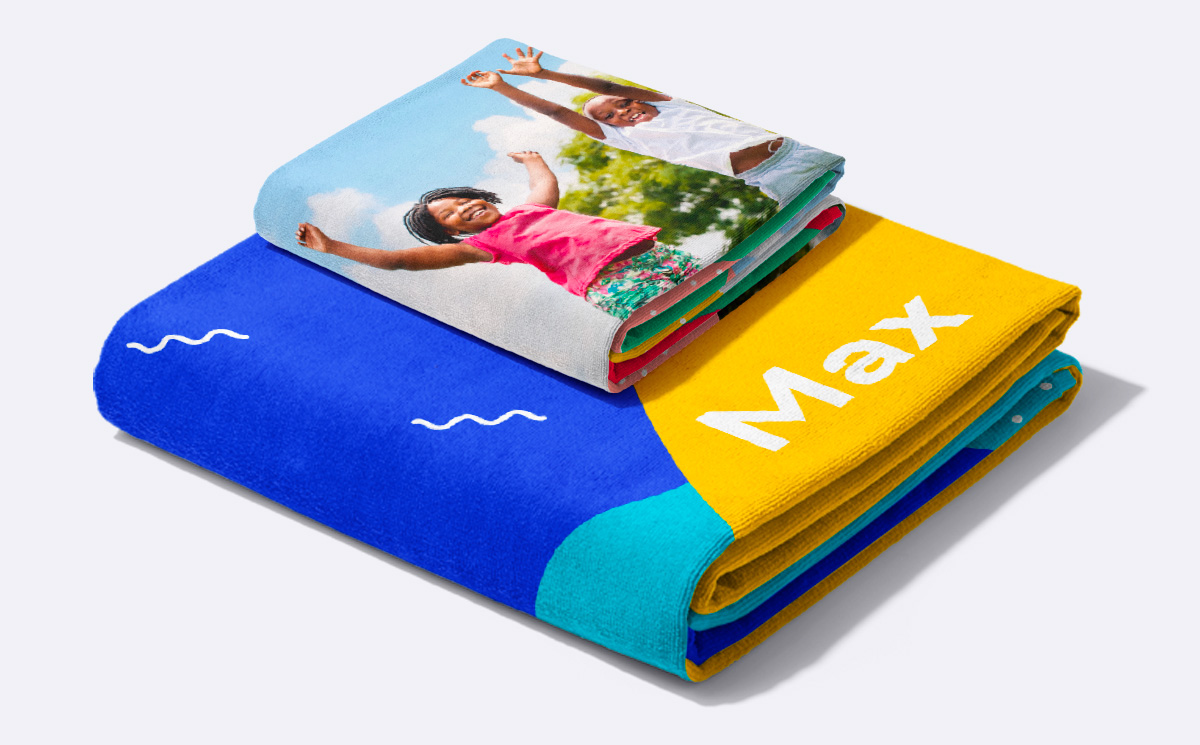 Asciugamano Telo Mare personalizzato con foto / frase / logo idea regalo  estate
