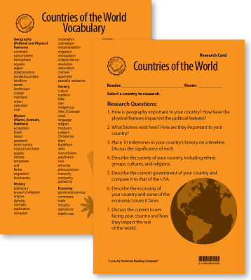 Countries of the World Research Card