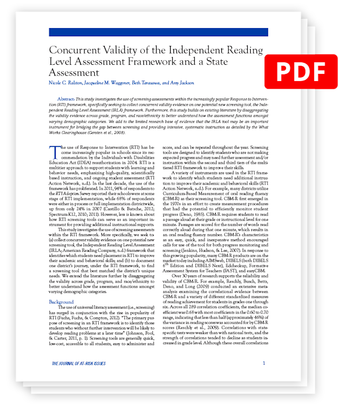 Concurrent Validity of the IRLA