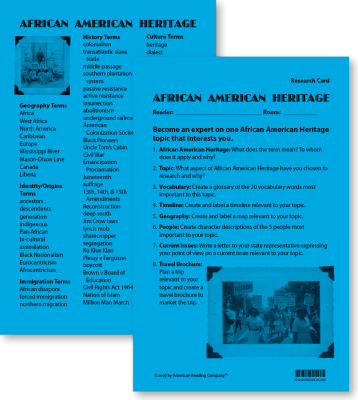 African American Heritage Research Card