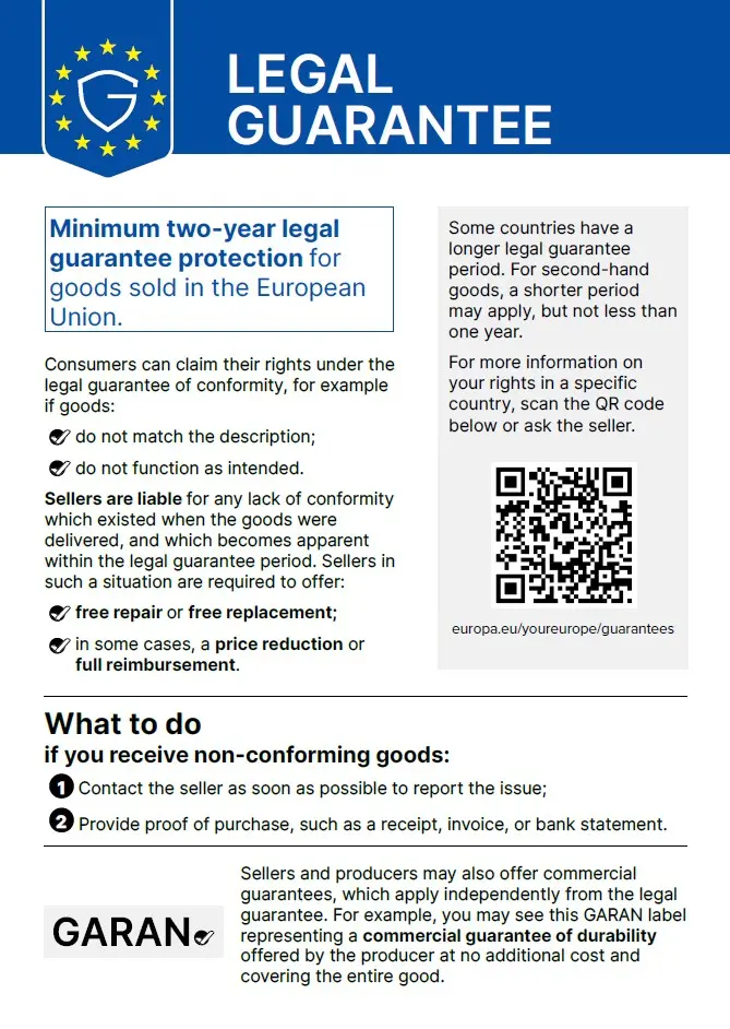Legal guarantee notice EN