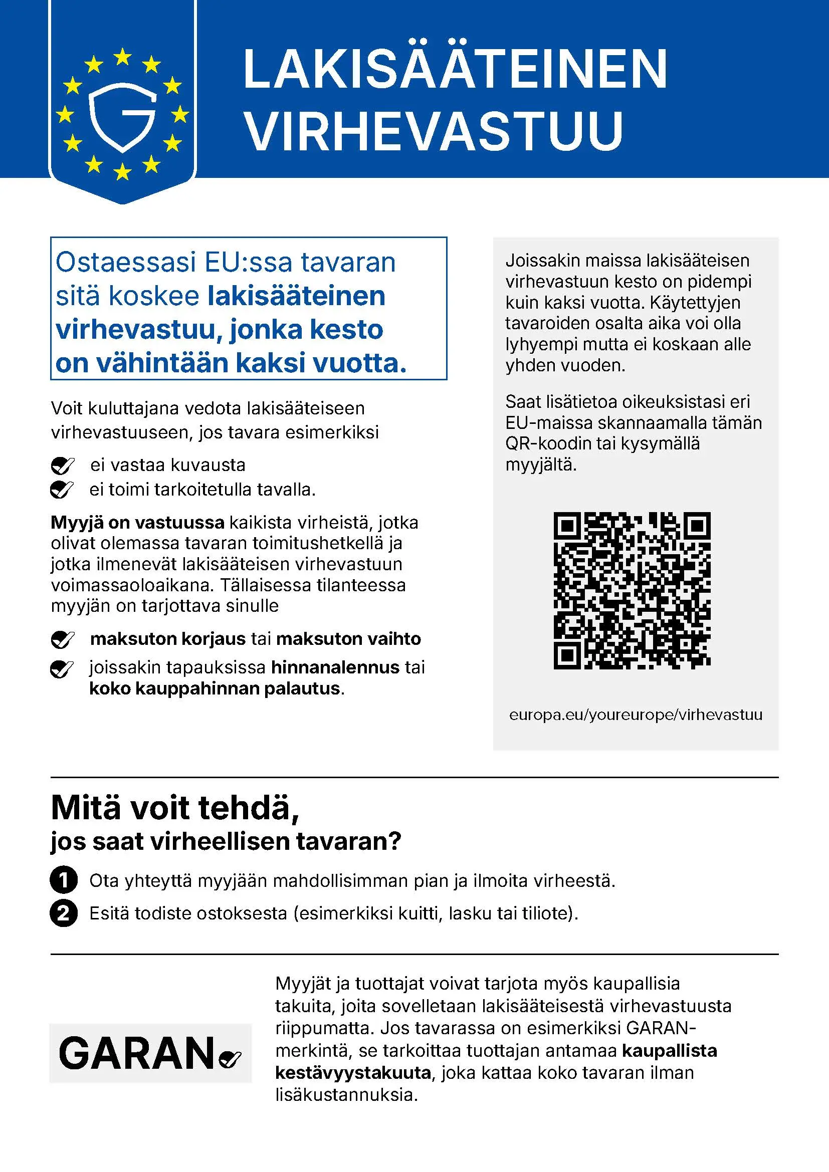 Legal guarantee notice FI