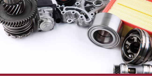 New car parts on white background.