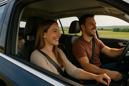 Family road trip in the perfect used car like new