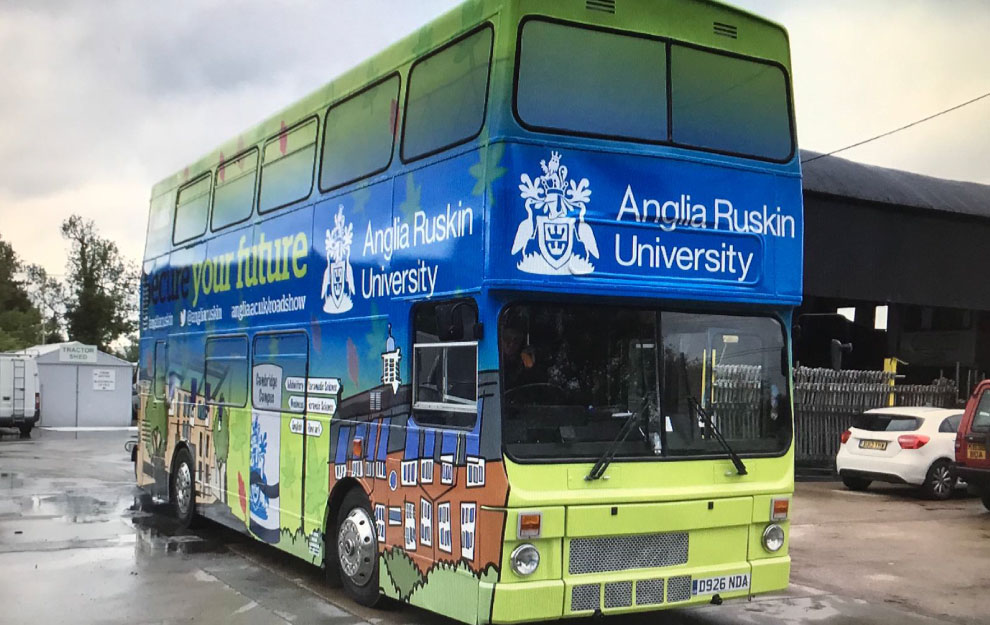 External bus branding for Anglia Ruskin University