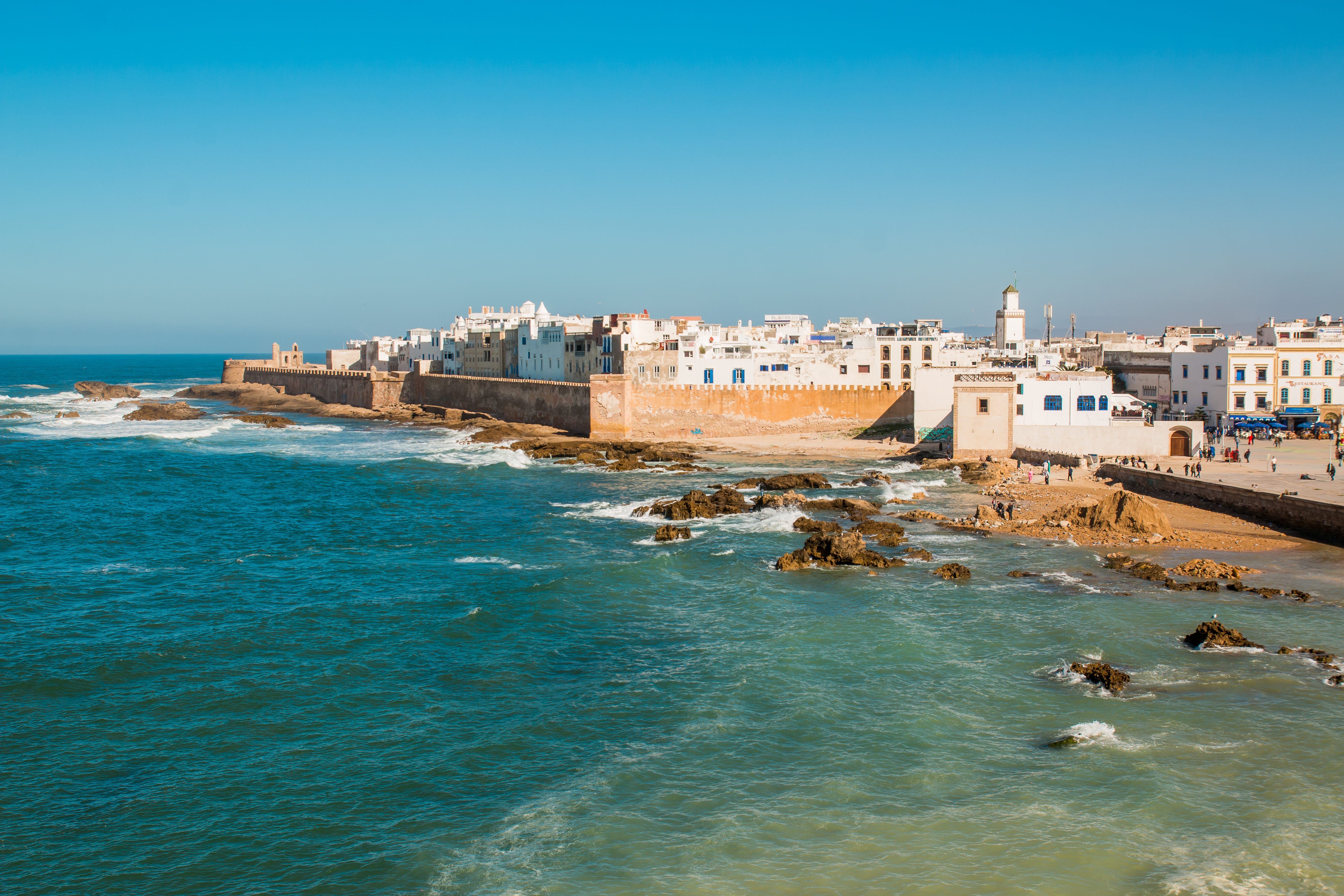 View to Essaouira old city and ocean, Morocco