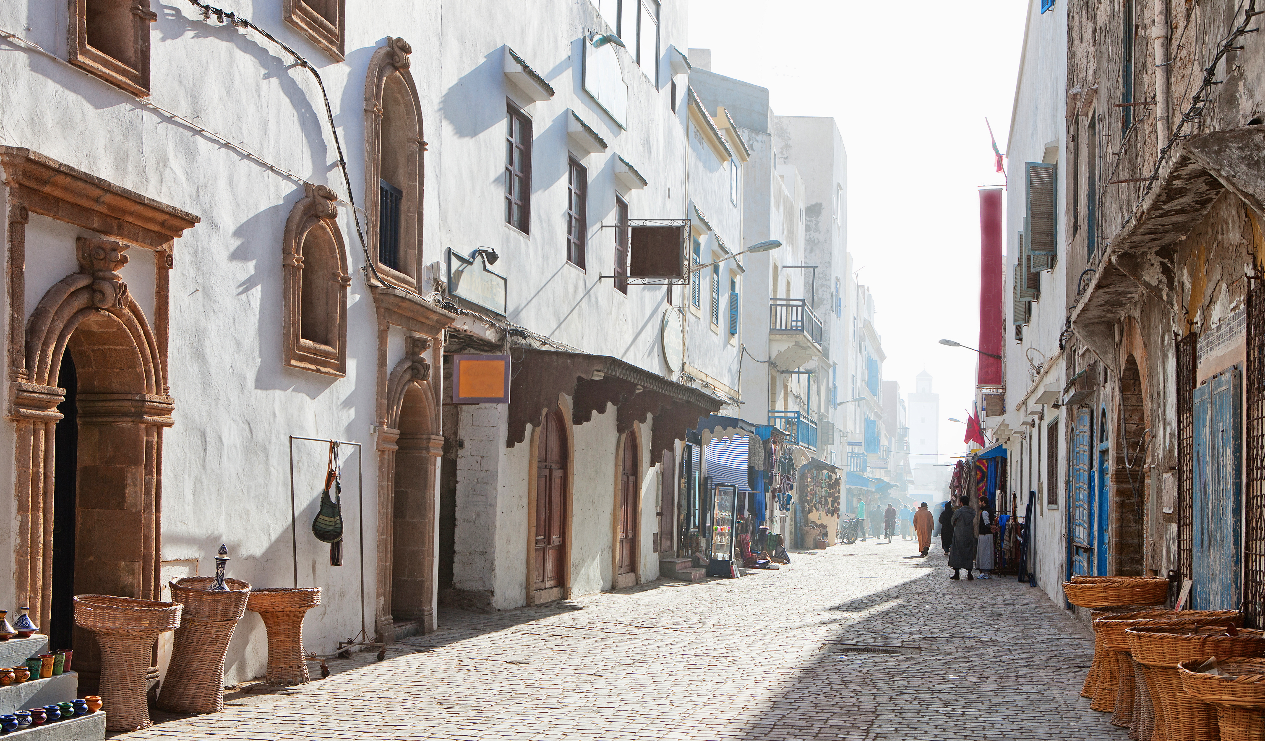 A light morning mist over the whitewashed streets of Essaouira
