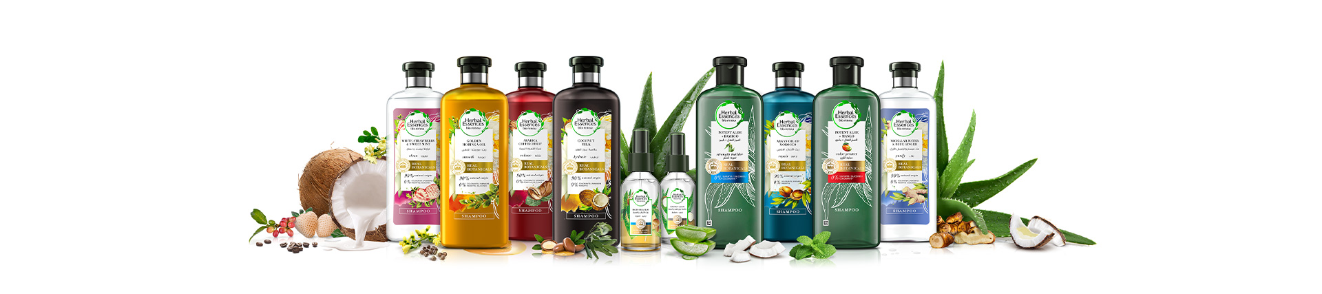 Bottles of Herbal Essences shampoo and conditioners top collections