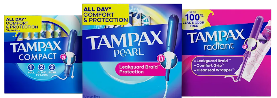 Tampax Pearl tampon packs in Super and Regular absorbencies, explore and shop the full range of Tampax period care