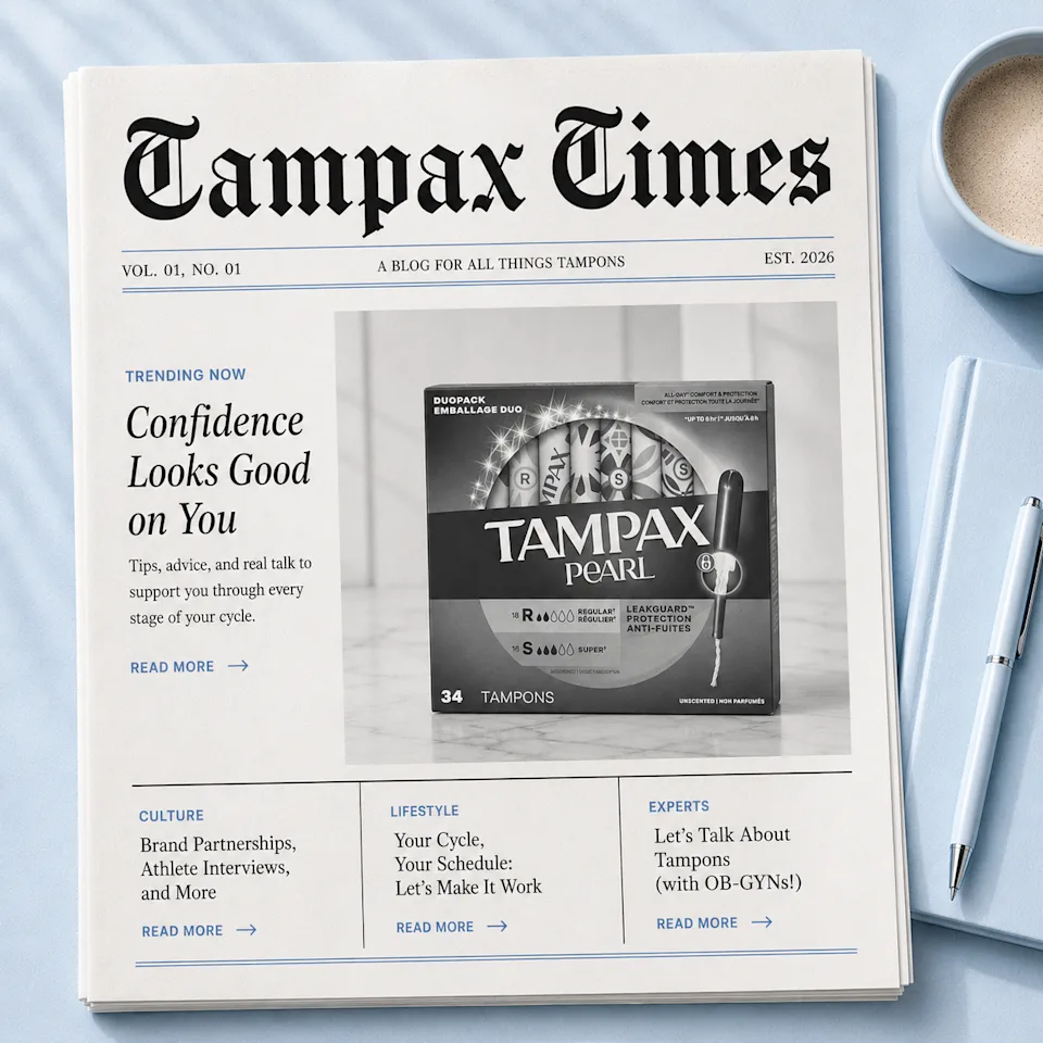Tampax Times content hub offering informative articles, news, stories, and educational resources on women's health and period care. 