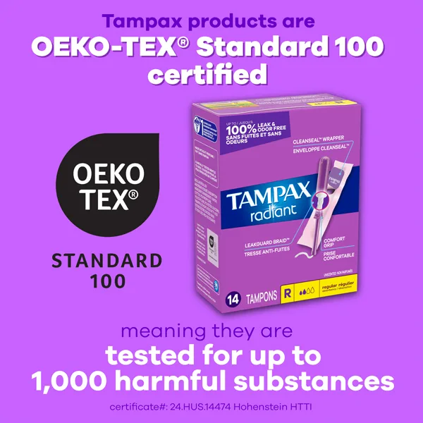 Tampax OEKO-TEX Standard 100 certified
