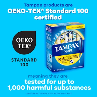 Tampax Pearl, OEKO-TEX Standard 100 certified