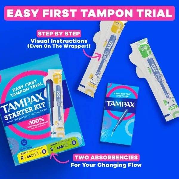 Easy first tampon trial with Tampax tampon starter kit