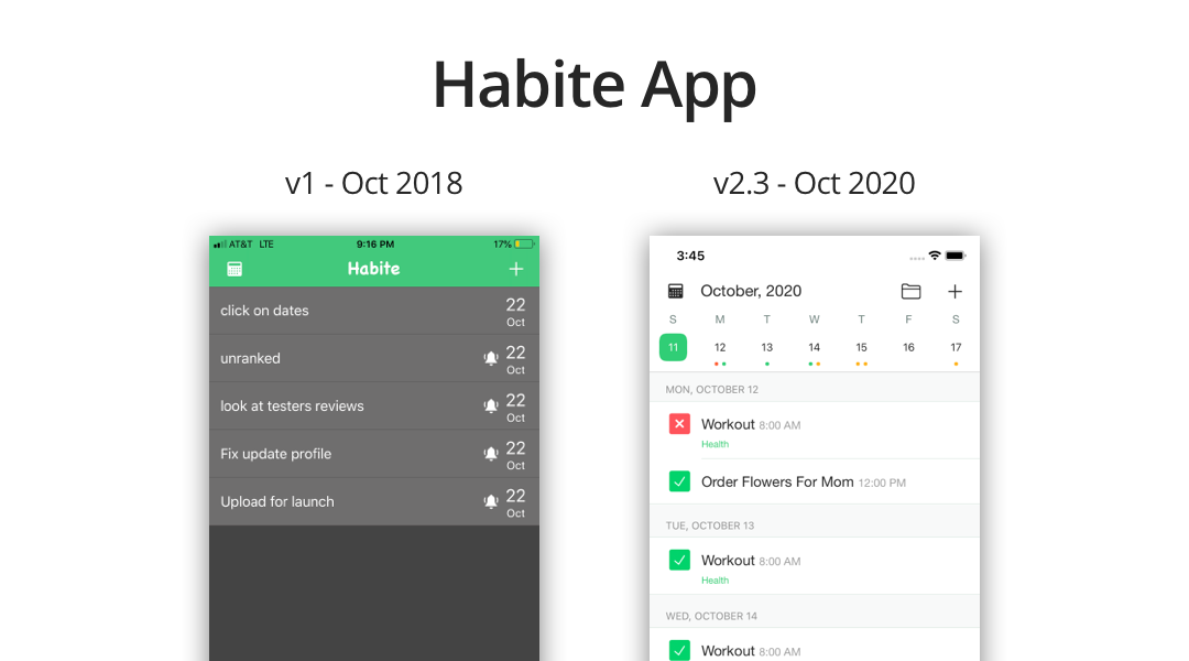 Habite v1.0 vs Habite v2.3
