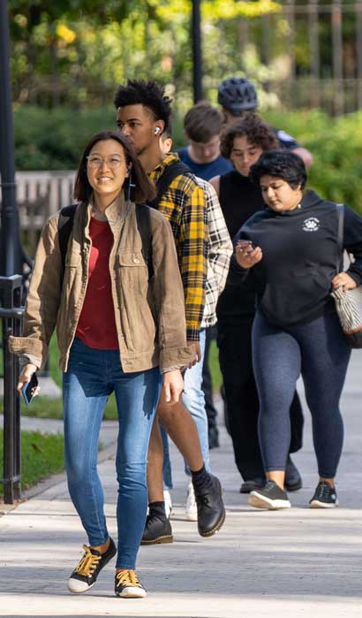Students walking on campus
