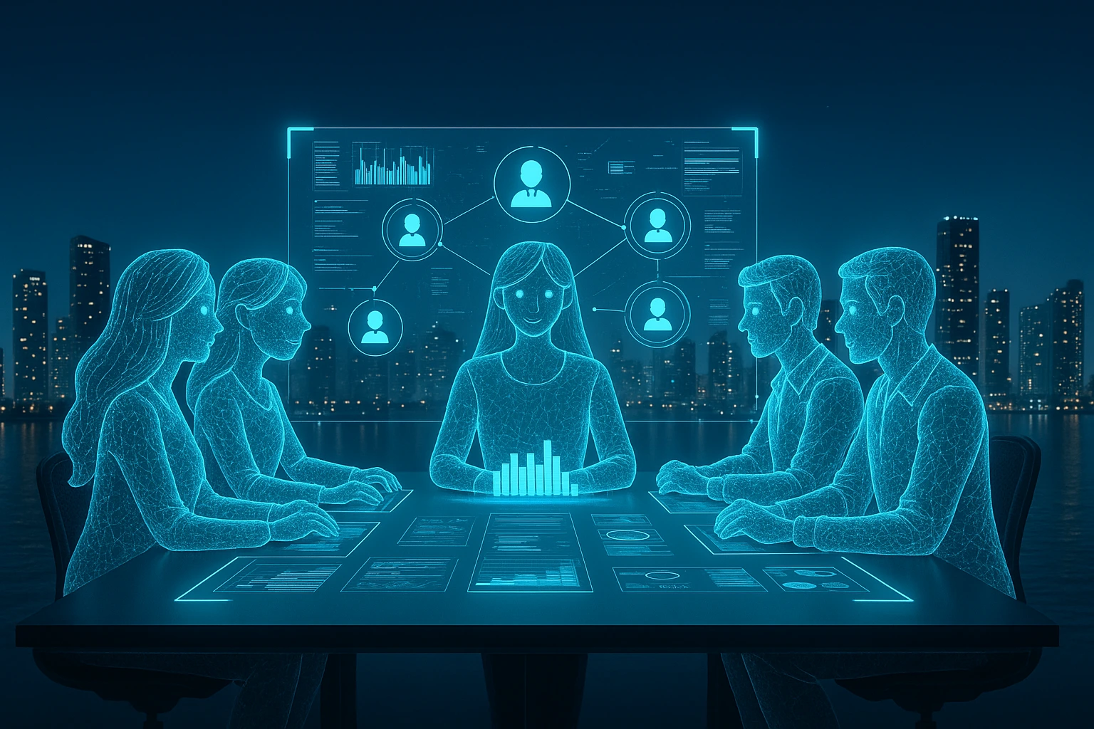 Professional marketing team collaborating in modern office