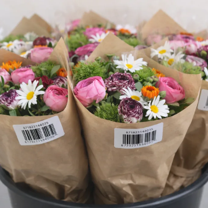 Shop ready boeketten met kraft verpakking & barcode | Greenflor