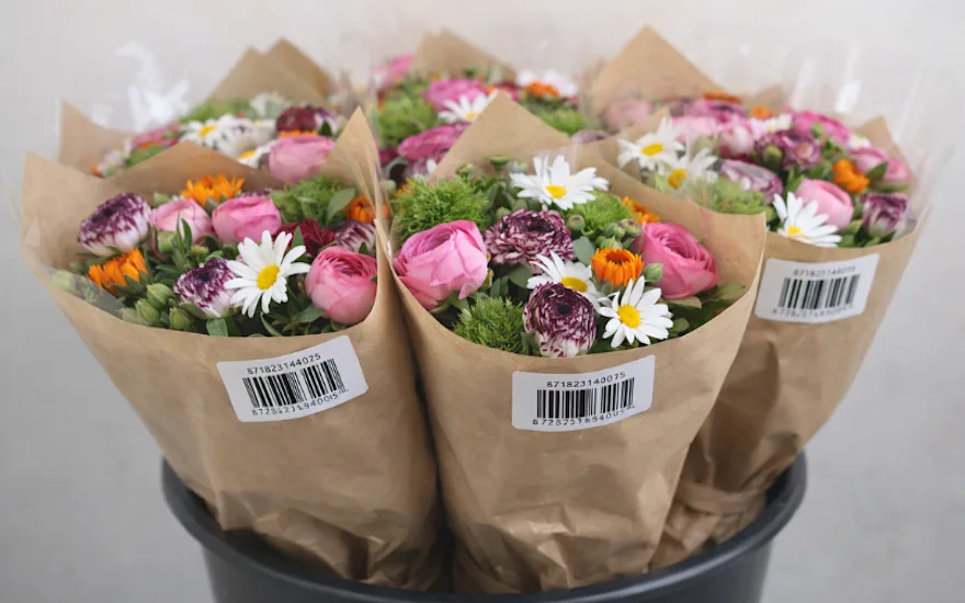 Bouquets prêts à vendre avec emballage kraft & code-barres | Greenflor