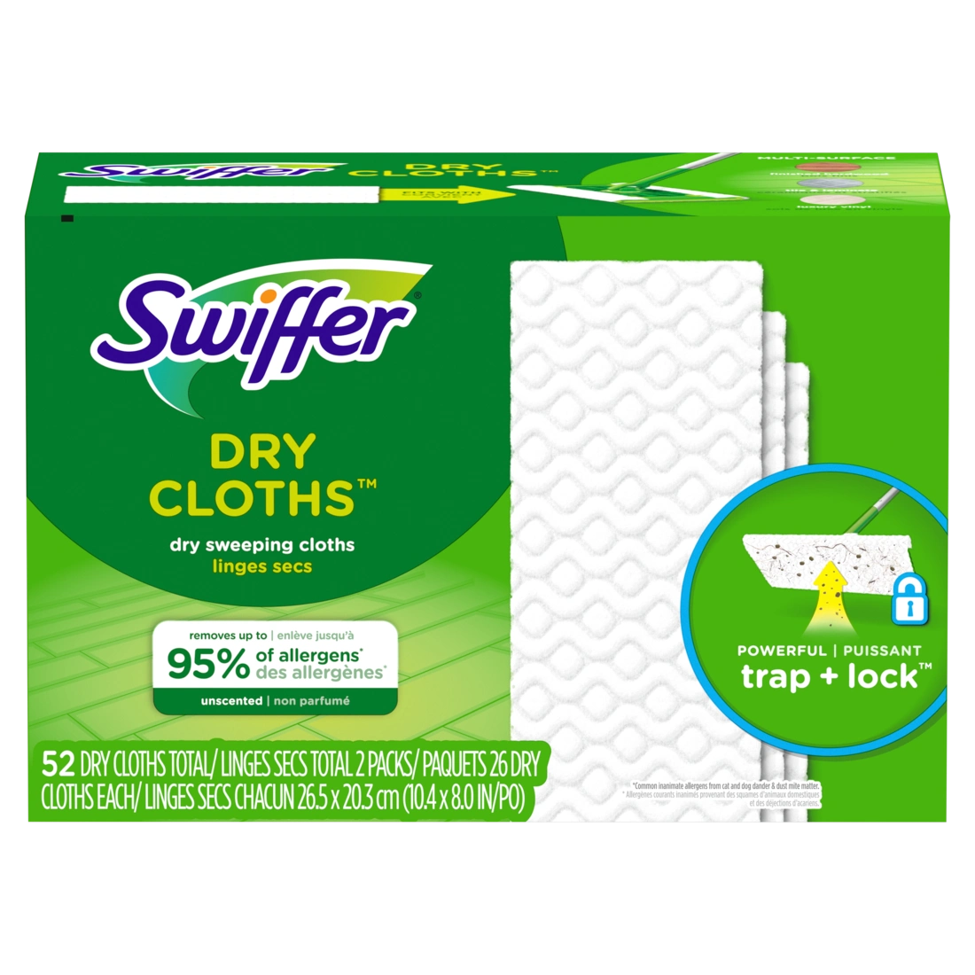 Dry Cloth Unscented 3/52 ct