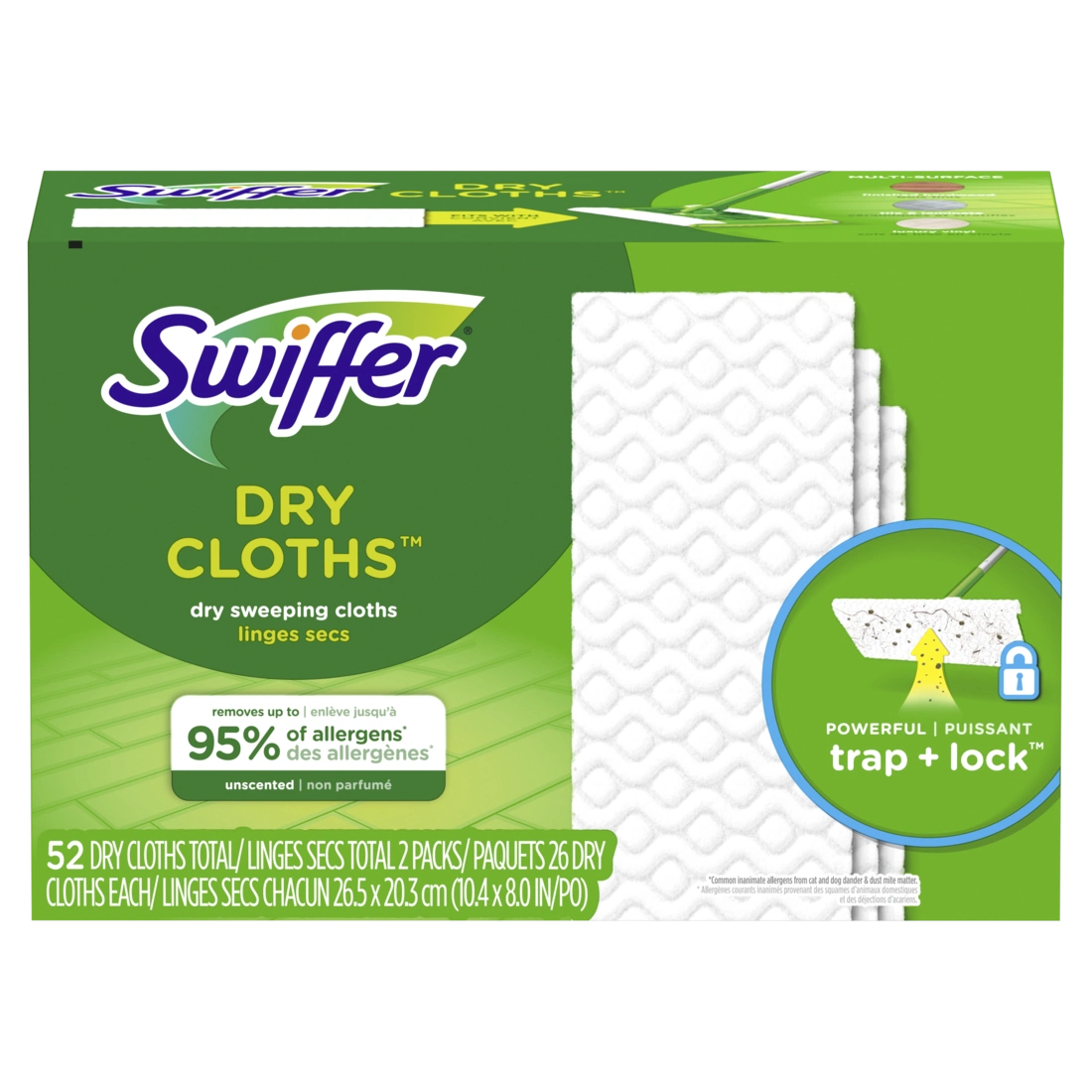 Dry Cloth Unscented 3/52 ct