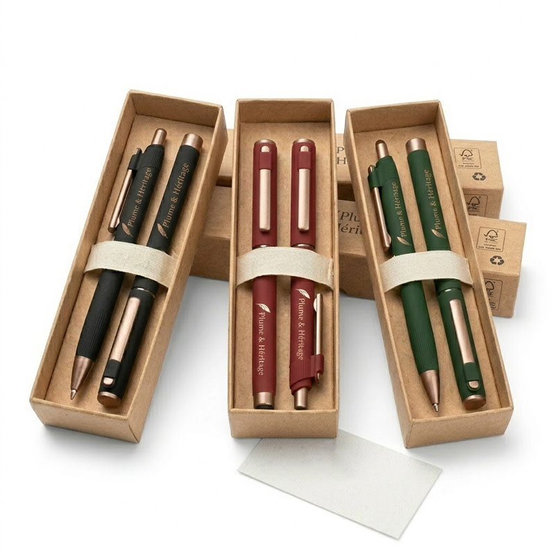 Coffret cadeau de stylos finition bronze