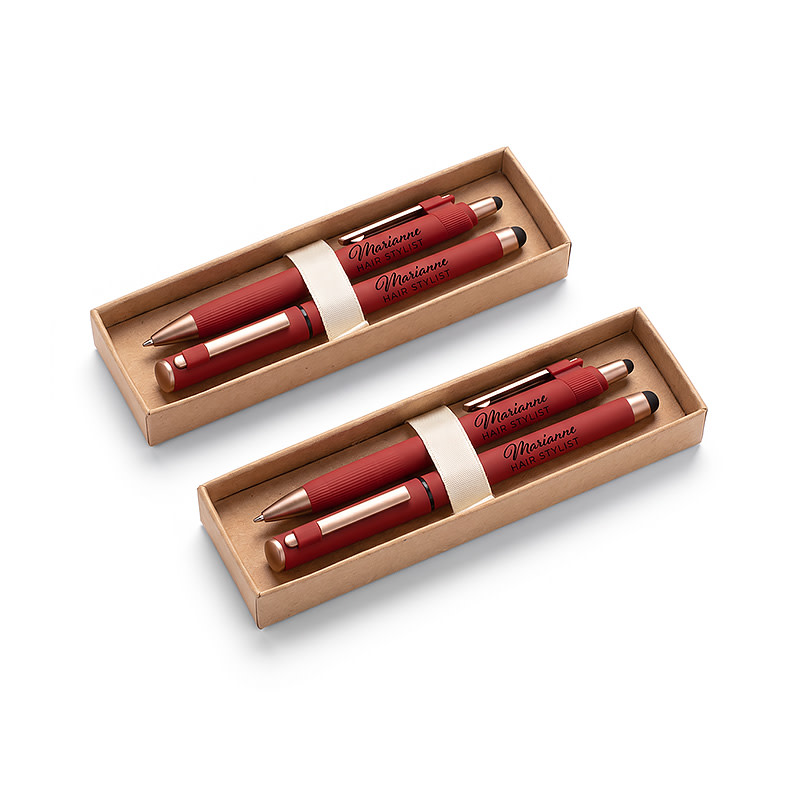 Coffret cadeau de stylos finition bronze