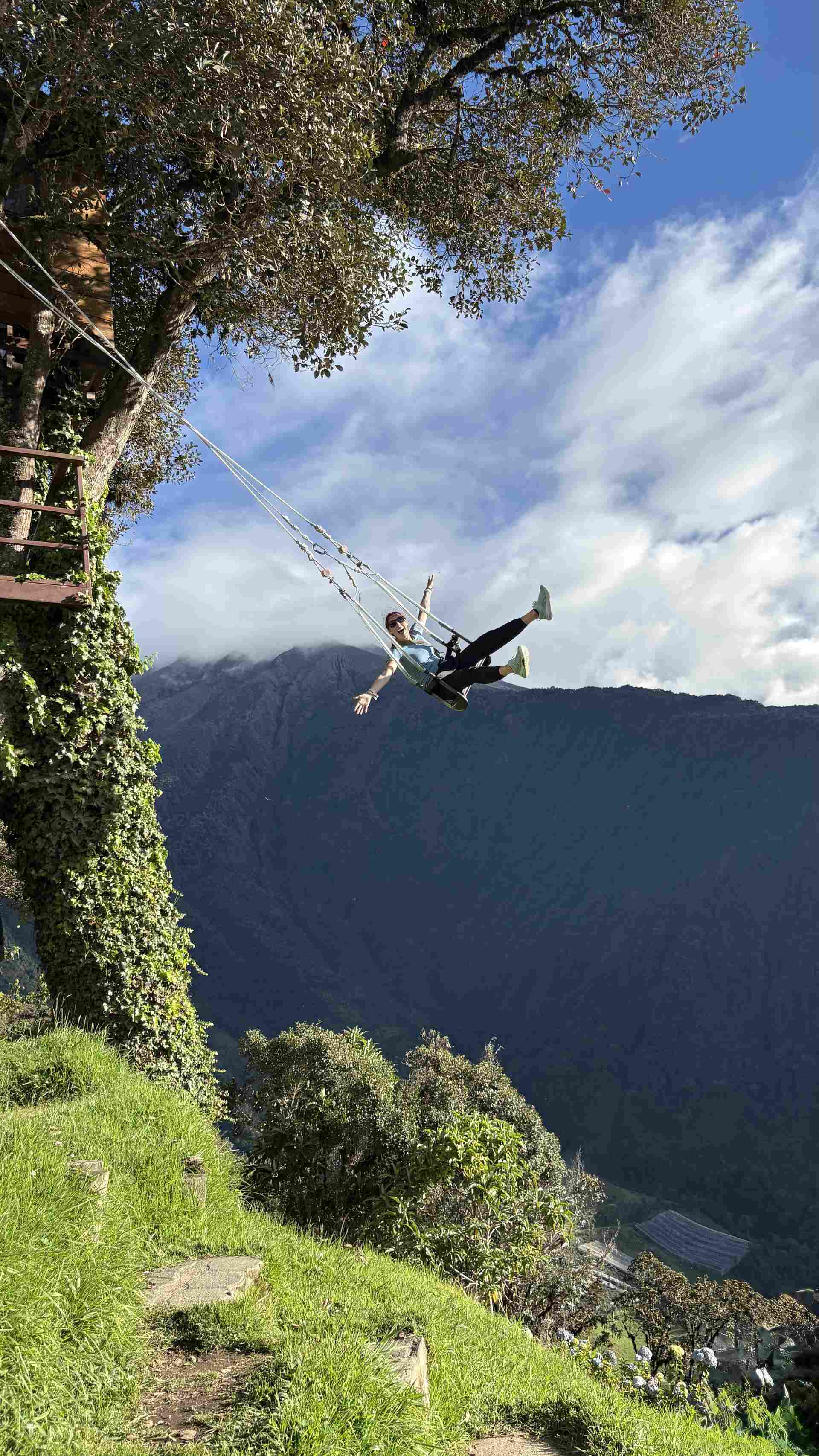 Image - Ally swinging on a swing in Ecuador Traveller Ally swinging on a swing in Banos, Ecuador in South America.