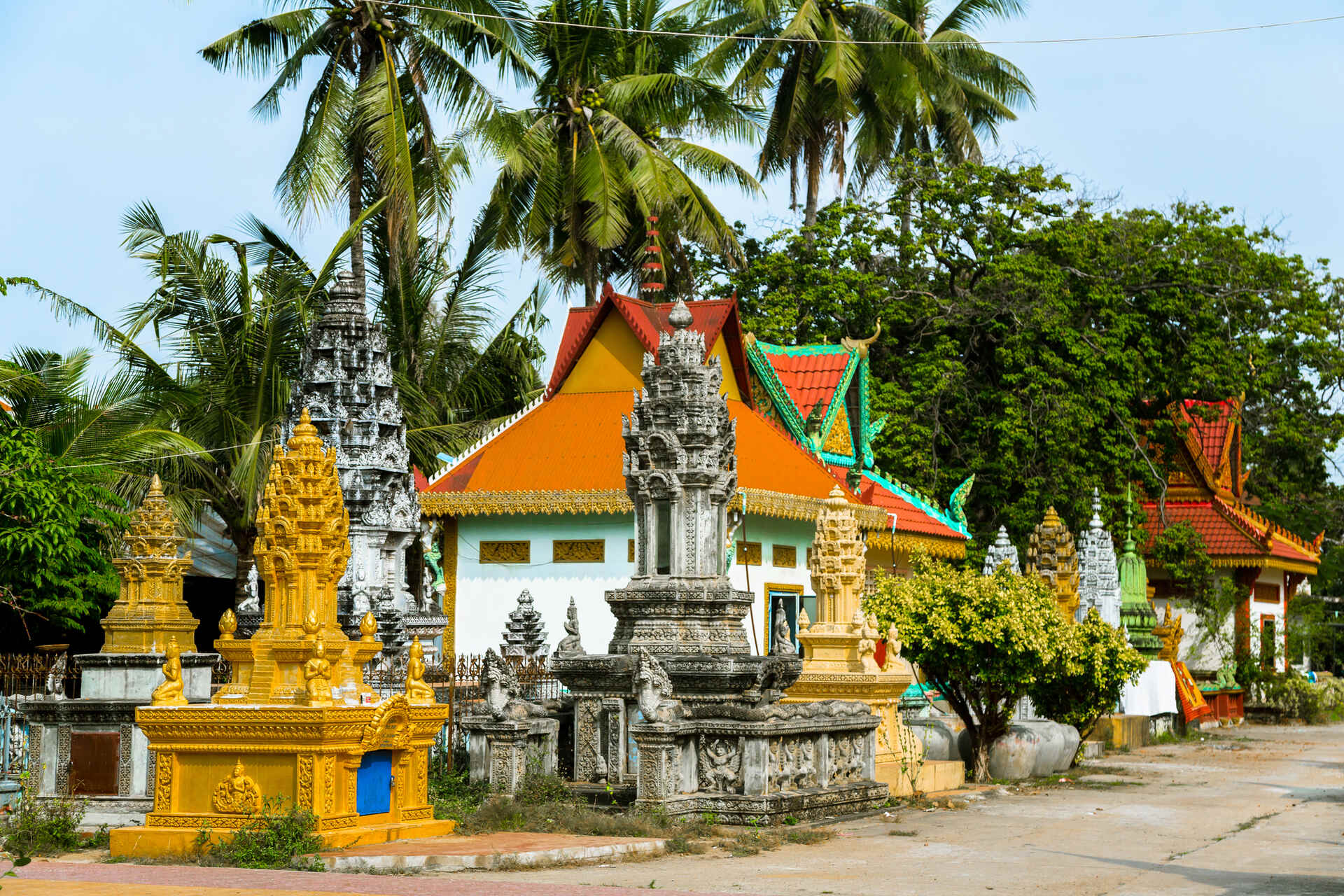 Stupas in Battambang A colourful stupa in Battambang in Cambodia.