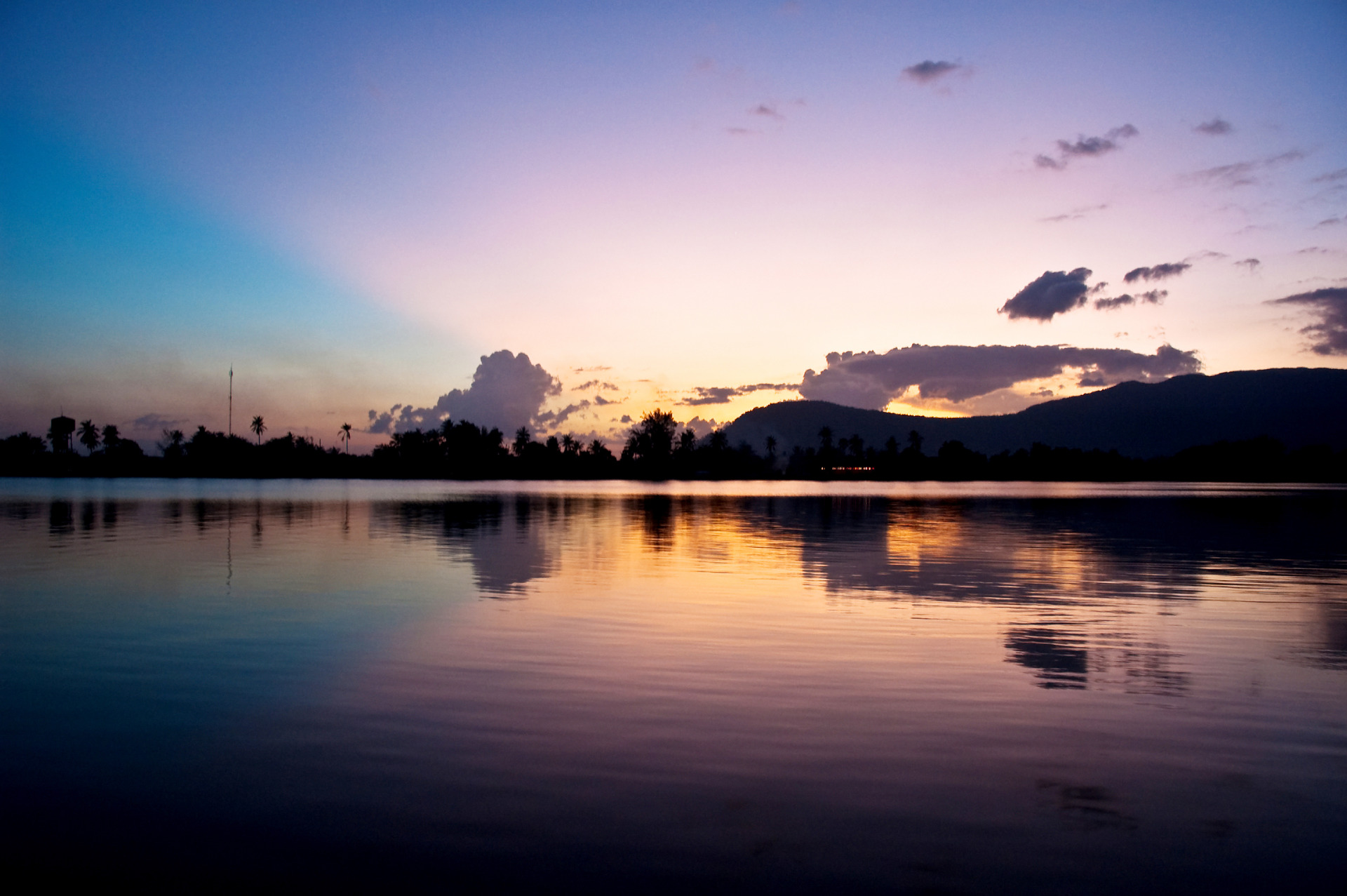 Sunset in Kampot A colourful Sunset Over Water In Kampot, Cambodia.