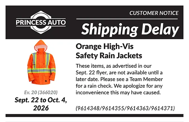 Correction Notice - High Vis Rain Jackets