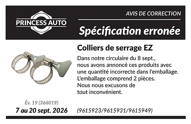 Avis de Correction - EZ Clamps