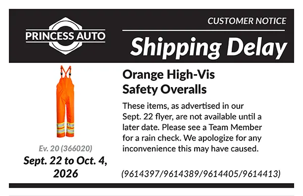 Correction Notice - High Vis Rain Overalls