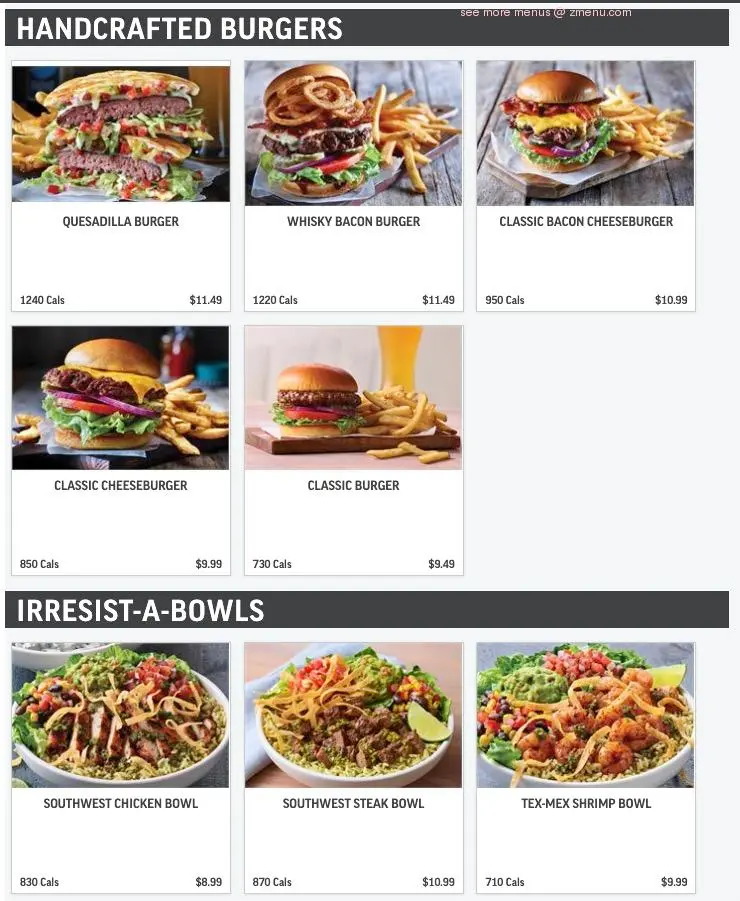 Applebee’s menu