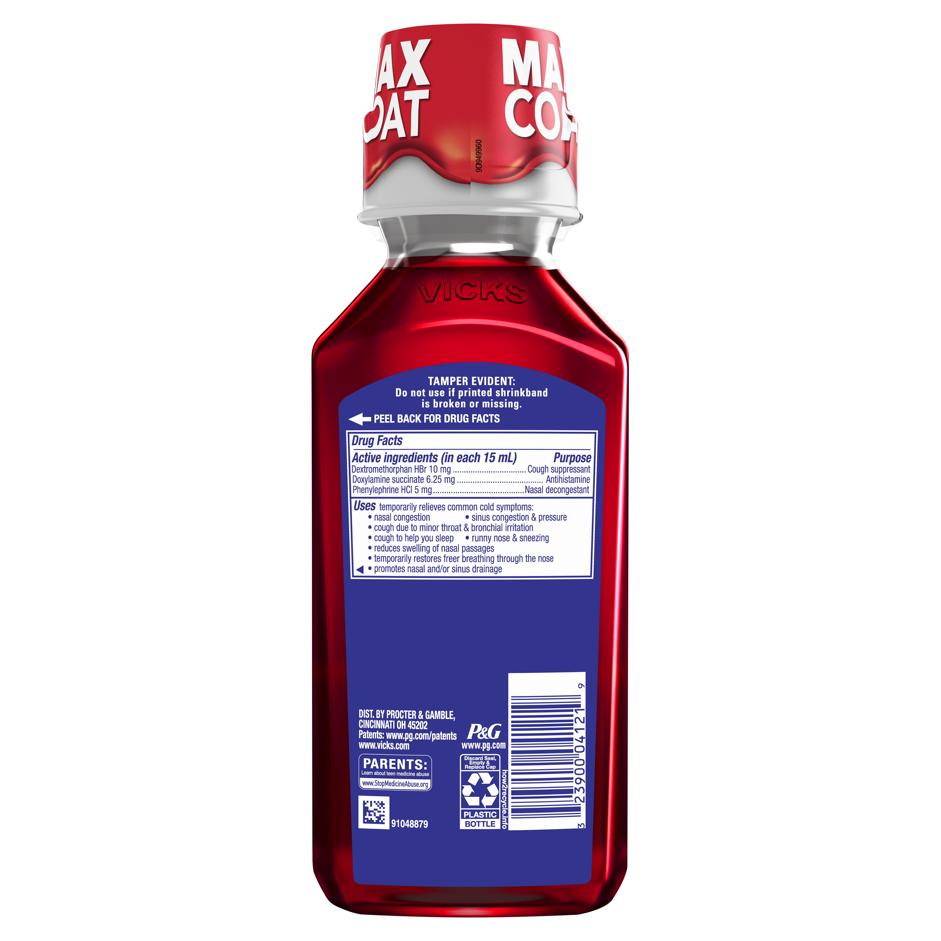 Vicks Jarabe Cough and Congestion Cold Liquid over-the-Counter Medicine,  Cherry Flavor, 8 fl oz 