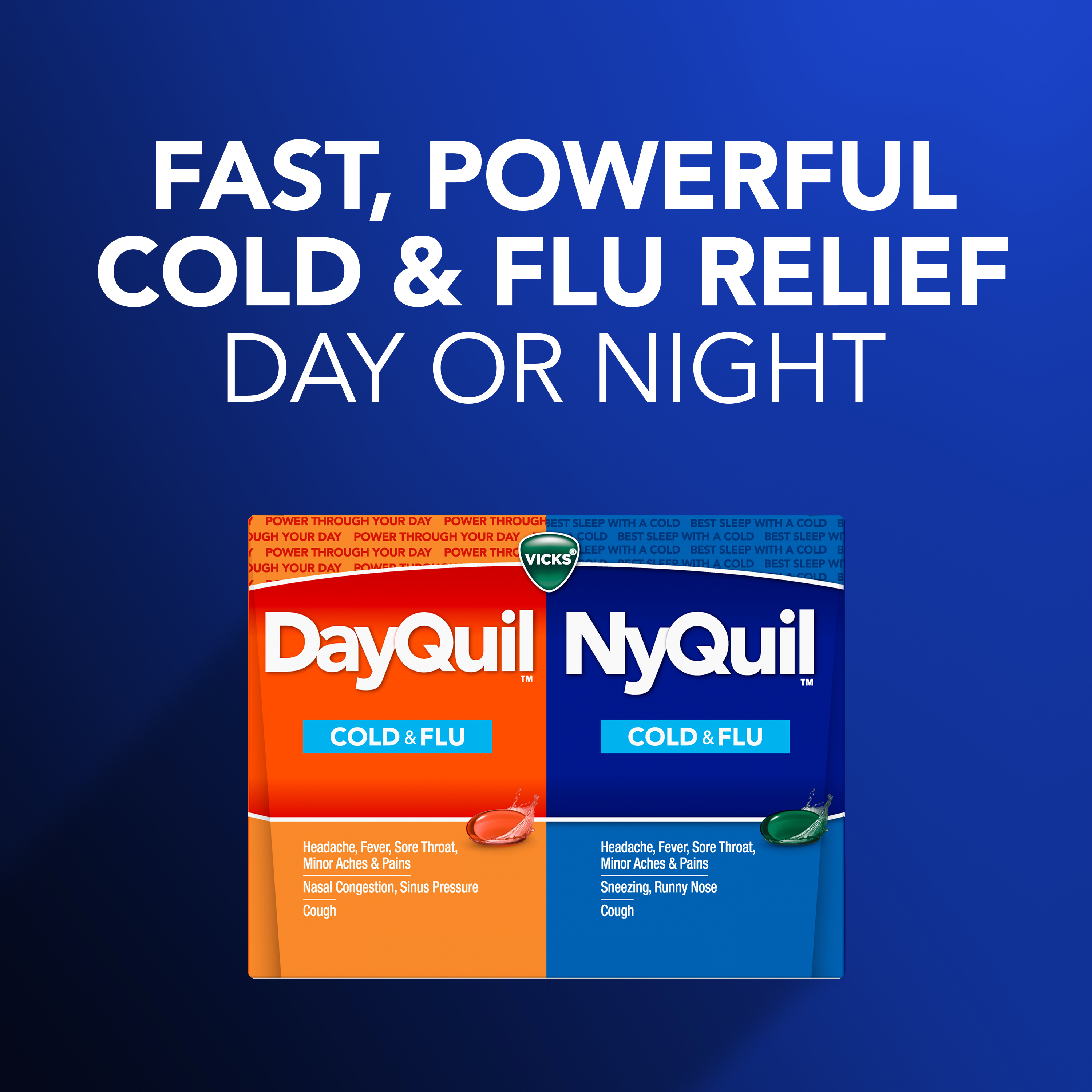 Fast, Powerful cold & Flu relief day or night