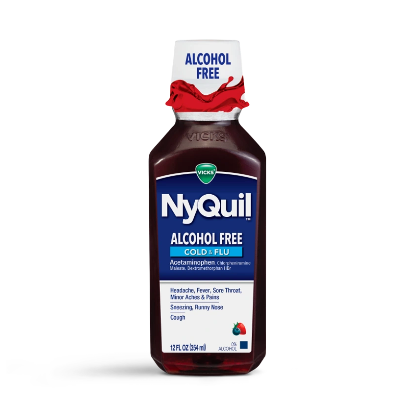 NyQuil™ ALCOHOL FREE Cough, Cold & Flu Nighttime Relief Liquid, Berry Flavo...