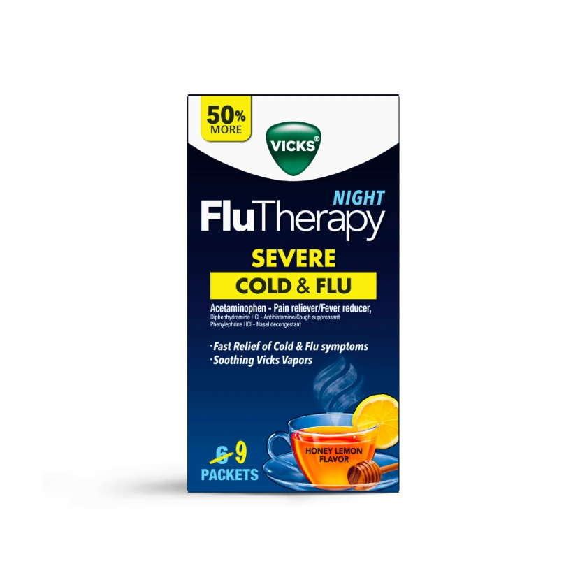 Vicks® Night Time FluTherapy SEVERE Cold & Flu Treatment, Honey Lemon Flavo...