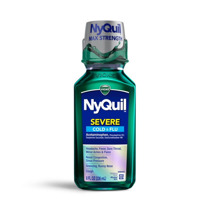 NyQuil™ SEVERE Maximum Strength Cough, Cold & Flu Nighttime Relief Liquid