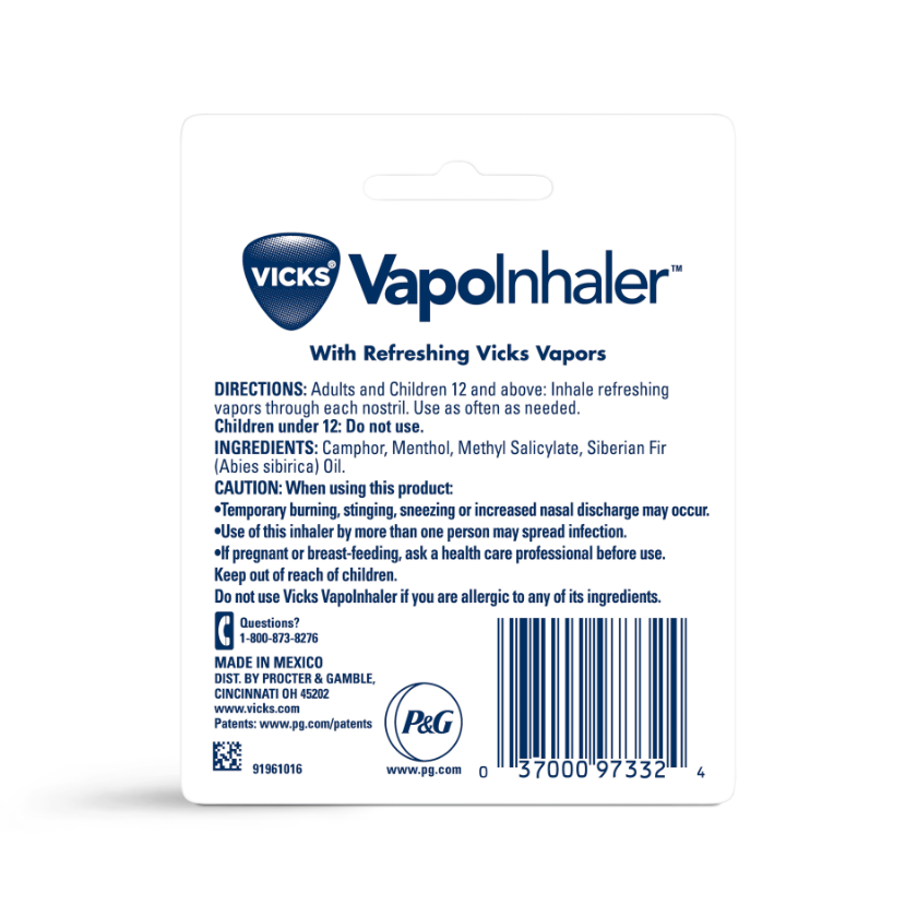 Non-Medicated Vicks VapoInhaler Usage Instructions