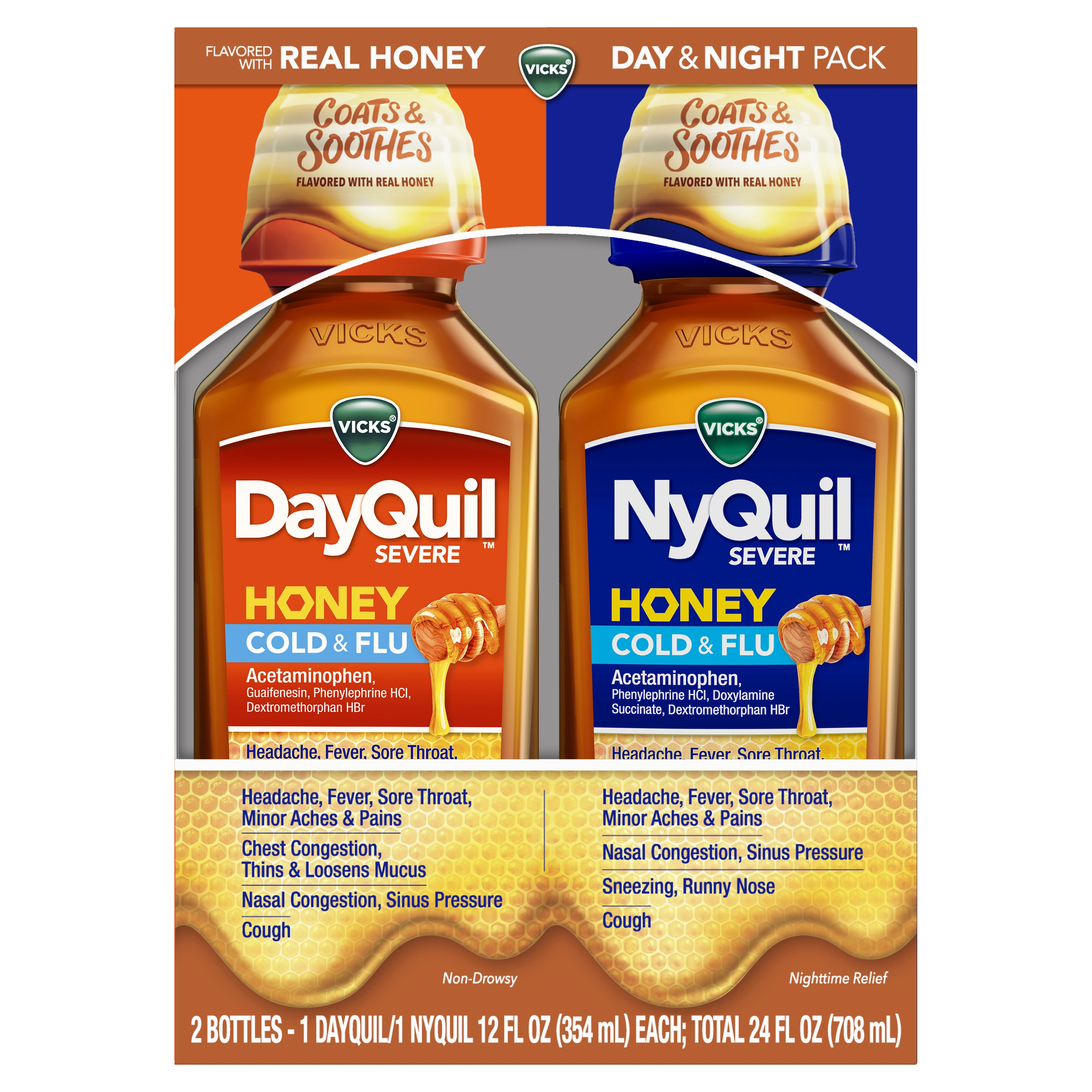 DayQuil™ and NyQuil™ SEVERE Honey Maximum Strength Cough, Cold & Flu Relief...