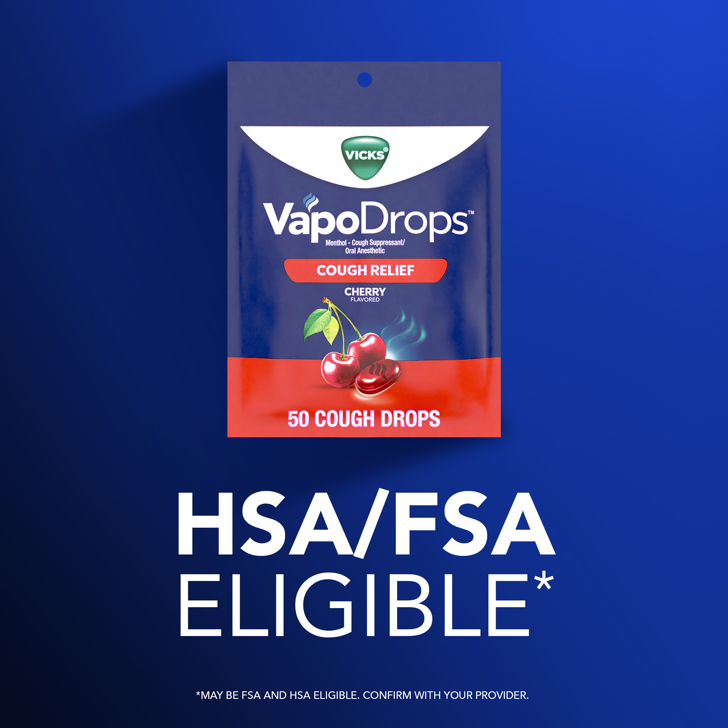 VapoDrops Cherry Cough Suppressant Lozenges | Vicks