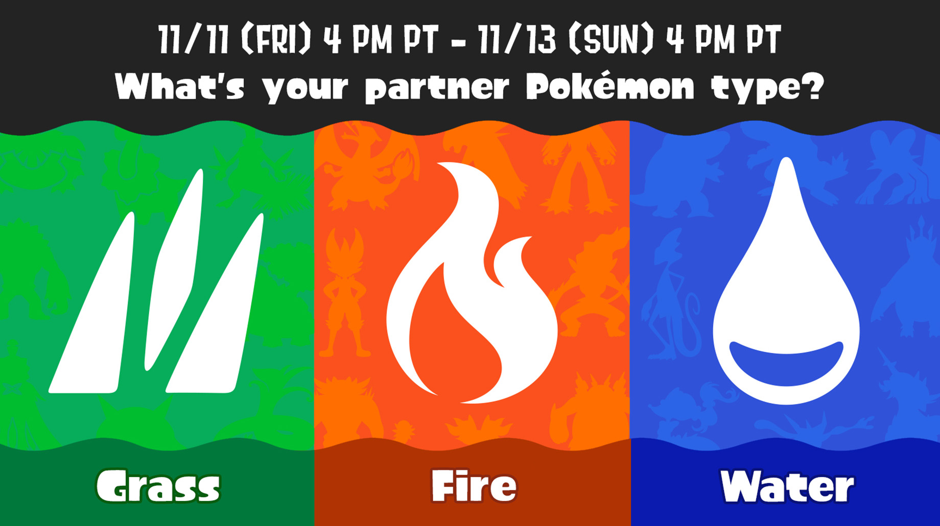What's your partner Pokémon type? Grass, Fire, or Water?