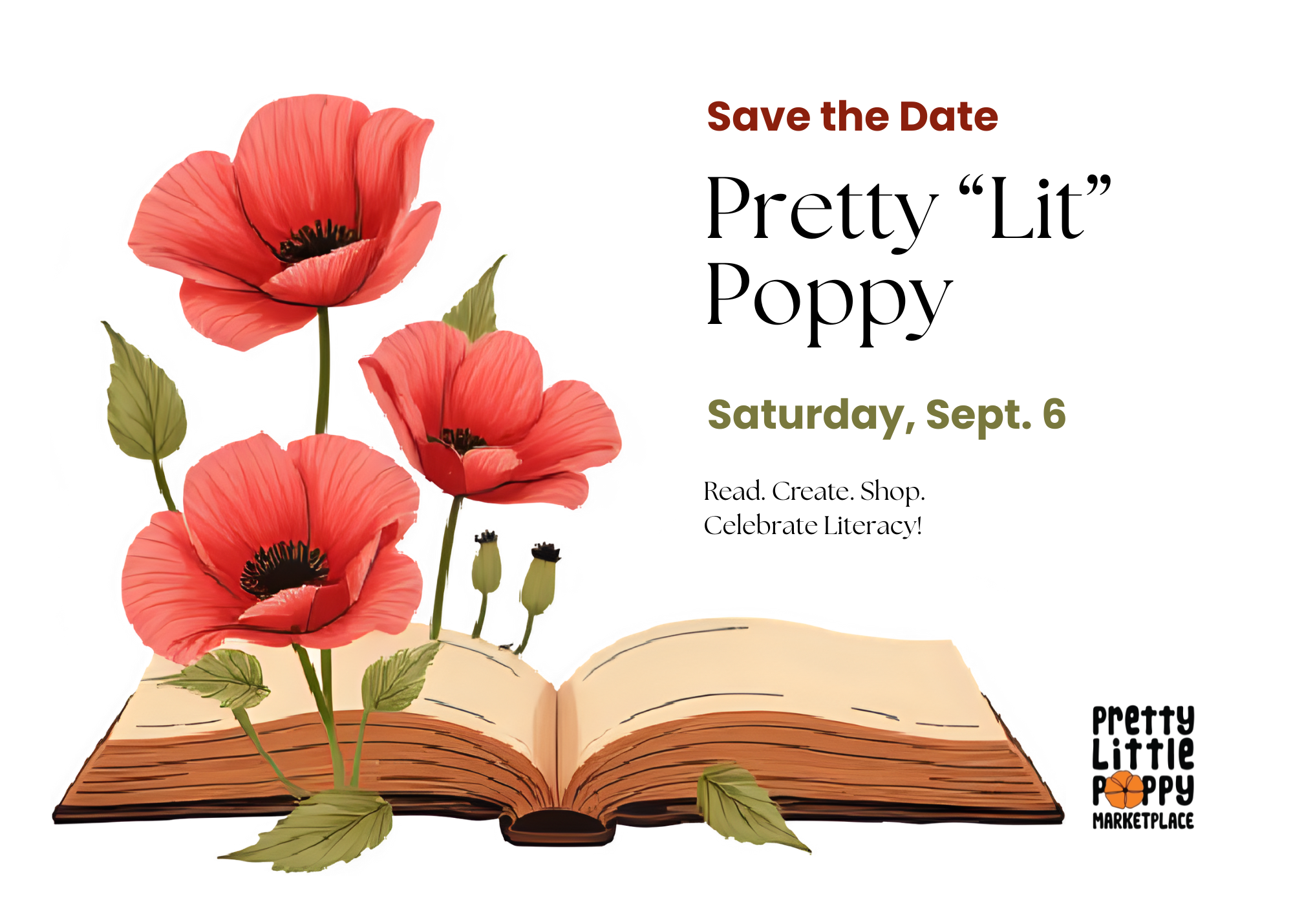 Flyer for Pretty Lit Poppy - September 6, 2025 Event at Pretty Little Poppy Marketplace in Lancaster, CA